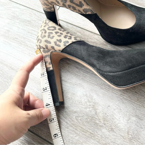 Leopard Black Suede Leather Block Heel Pumps Made in Italy - Picture 14 of 15